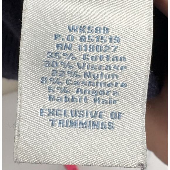 Boden Women’s Size UK 10 (US 6) Navy Blue Rosette Trim Cardigan Cashmere Angora - Picture 7 of 8